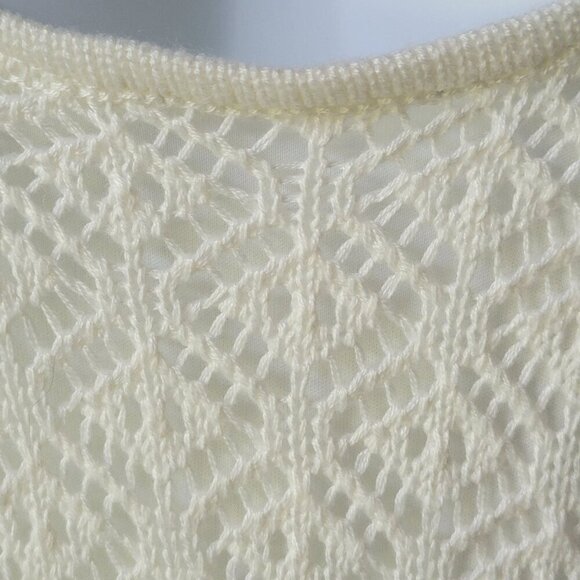 Madden NYC Ivory Crochet Sleeveless Halter Dress W Cross-Back Straps SZ L - Picture 6 of 7